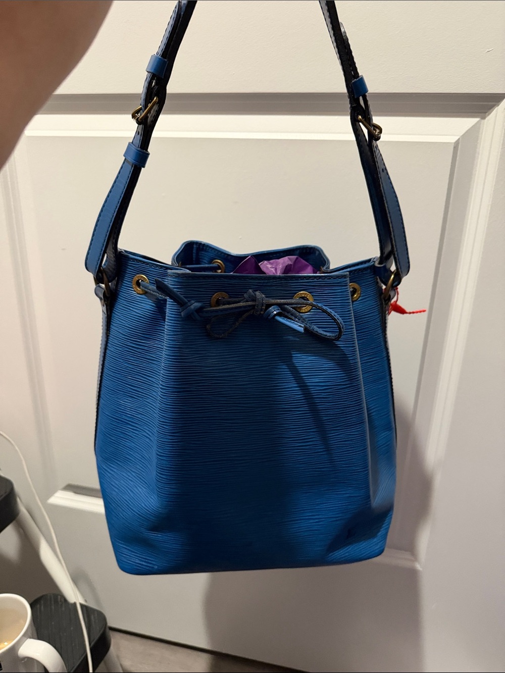 LV Blue Eli Noe Large Shoulder Bucket Bag